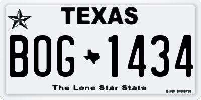 TX license plate BOG1434
