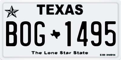 TX license plate BOG1495