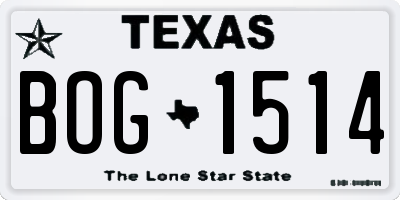 TX license plate BOG1514