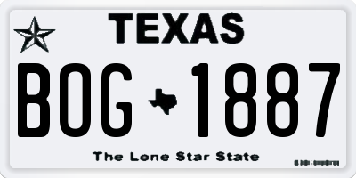 TX license plate BOG1887