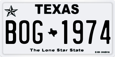 TX license plate BOG1974
