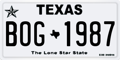 TX license plate BOG1987