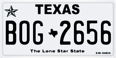 TX license plate BOG2656