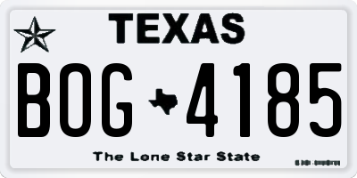 TX license plate BOG4185