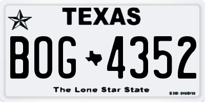 TX license plate BOG4352