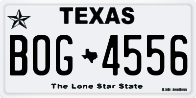TX license plate BOG4556