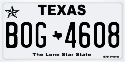 TX license plate BOG4608
