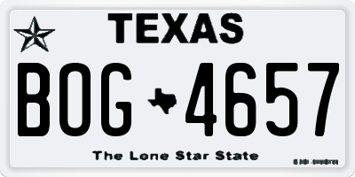 TX license plate BOG4657