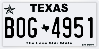 TX license plate BOG4951
