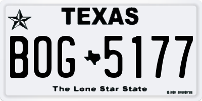 TX license plate BOG5177