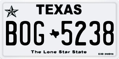 TX license plate BOG5238