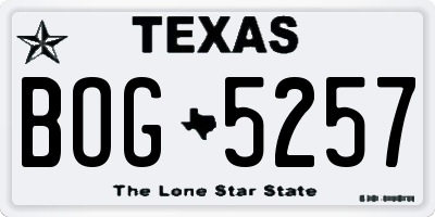 TX license plate BOG5257