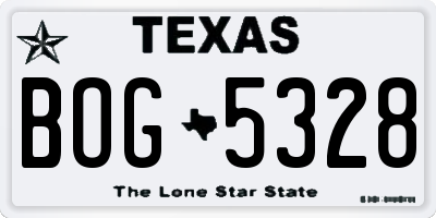TX license plate BOG5328
