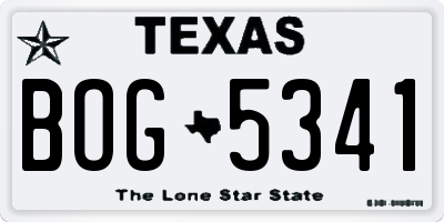 TX license plate BOG5341