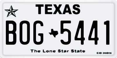 TX license plate BOG5441