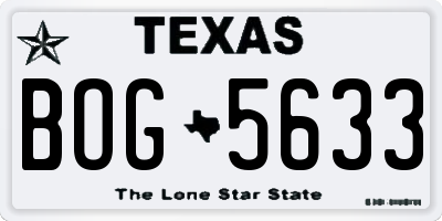 TX license plate BOG5633