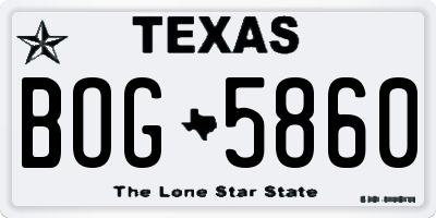 TX license plate BOG5860
