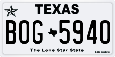 TX license plate BOG5940
