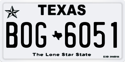 TX license plate BOG6051