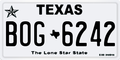 TX license plate BOG6242