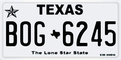 TX license plate BOG6245