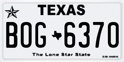 TX license plate BOG6370