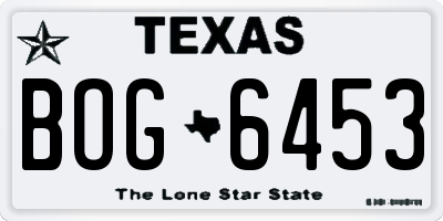 TX license plate BOG6453