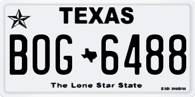 TX license plate BOG6488