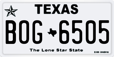 TX license plate BOG6505
