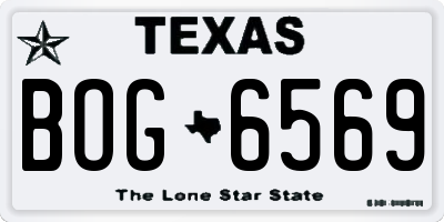 TX license plate BOG6569