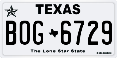 TX license plate BOG6729