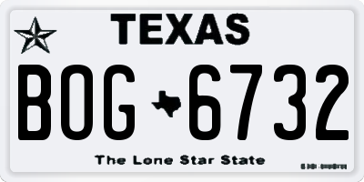 TX license plate BOG6732