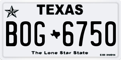TX license plate BOG6750