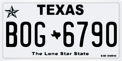 TX license plate BOG6790
