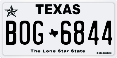 TX license plate BOG6844