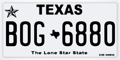 TX license plate BOG6880