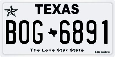 TX license plate BOG6891