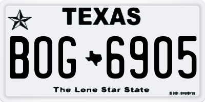 TX license plate BOG6905