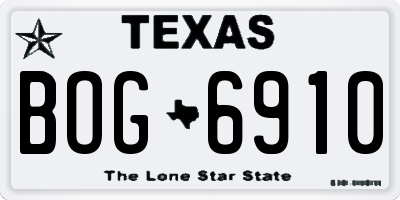 TX license plate BOG6910