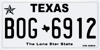 TX license plate BOG6912