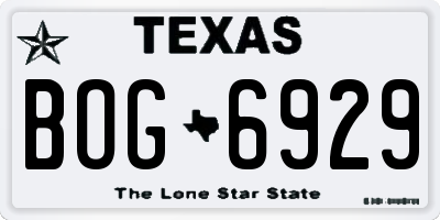 TX license plate BOG6929