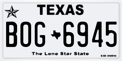 TX license plate BOG6945