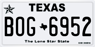 TX license plate BOG6952
