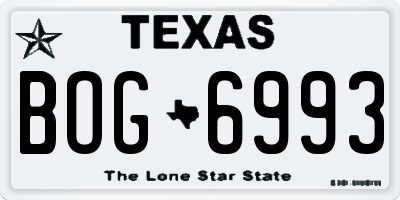 TX license plate BOG6993