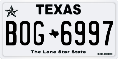 TX license plate BOG6997