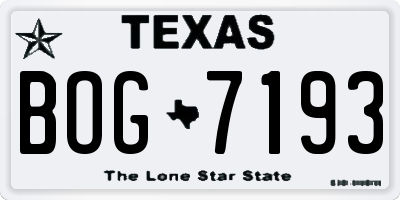 TX license plate BOG7193