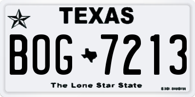TX license plate BOG7213