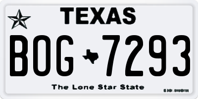 TX license plate BOG7293