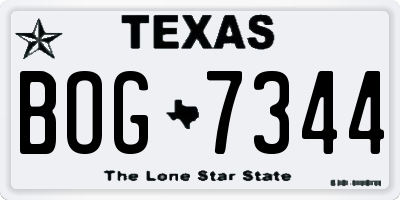 TX license plate BOG7344