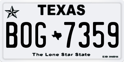 TX license plate BOG7359